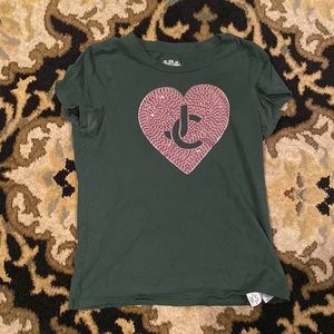 Juicy Couture green, gold, and purple rhinestone top